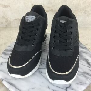 CESTFINI (2 1/2" Lift) Black White Silver Vegan Sneaker Women's Size 6.5